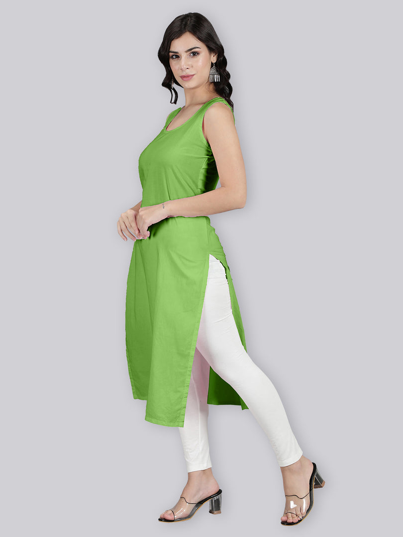 Seva Chikan Cotton Long Slips Combo of White (Pack of 2)