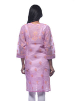 Load image into Gallery viewer, Seva Chikan Hand Embroidered Mauve Cotton Lucknowi Chikan Kurti-SCL0251
