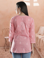 Load image into Gallery viewer, Seva Chikan Hand Embroidered Cotton Lucknowi Chikan Short Top