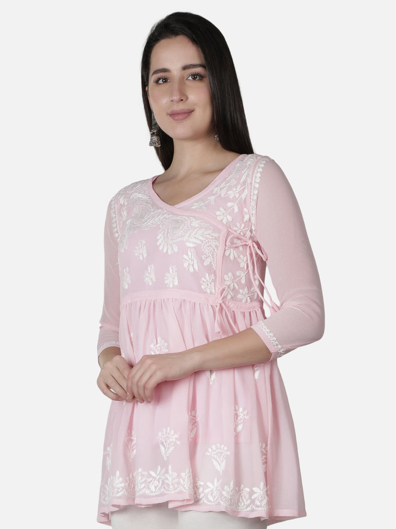 Seva Chikan Hand Embroidered Georgette Lucknowi Chikan Top