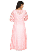 Load image into Gallery viewer, Seva Chikan Hand Embroidered Light Peach Georgette Lucknowi Chikankari Anarkali-SCL0534