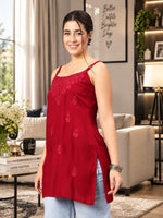 Load image into Gallery viewer, Seva Chikan Hand Embroidered Rayon Lucknowi Chikan Top