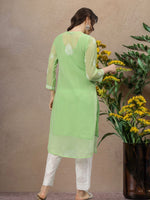 Load image into Gallery viewer, Seva Chikan Hand Embroidered Georgette Lucknowi Chikankari Kurta With Slip