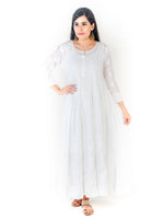 Load image into Gallery viewer, Seva Chikan Hand Embroidered White Cotton Lucknowi Chikankari Anarkali- SCL1317
