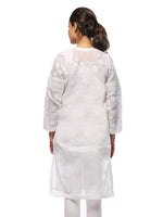 Load image into Gallery viewer, Seva Chikan Hand Embroidered White Cotton Lucknowi Chikan Kurta-SCL0679