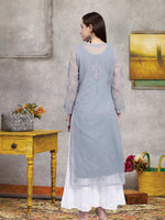 Load image into Gallery viewer, Seva Chikan Hand Embroidered Georgette Lucknowi Chikankari Kurta With Slip