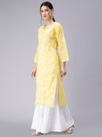 Load image into Gallery viewer, Seva Chikan Hand Embroidered Terivoil Cotton Lucknowi Chikan Kurti