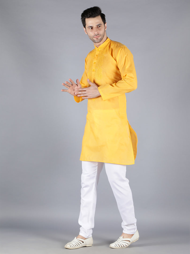 Seva Chikan Hand Embroidered  Lucknowi Chikan Mens Kurta