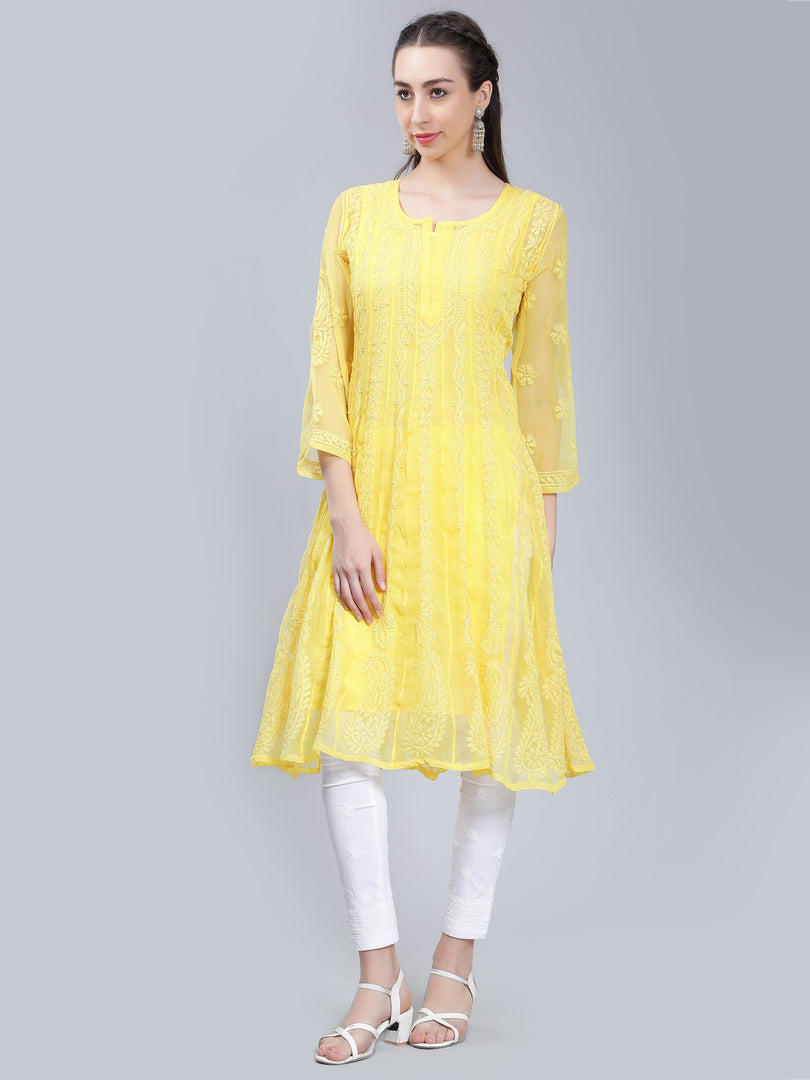 Seva Chikan Hand Embroidered Georgette Lucknowi Chikankari Anarkali