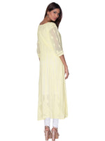 Load image into Gallery viewer, Seva Chikan Hand Embroidered Yellow Georgette Lucknowi Chikankari Anarkali-SCL1087