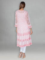 Load image into Gallery viewer, Seva Chikan Hand Embroidered Pink Faux Georgette Lucknowi Chikankari Anarkali Kurta-SCL0959