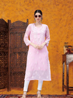 Load image into Gallery viewer, Seva Chikan Hand Embroidered Georgette Chikankari Kurta With Matching Slip
