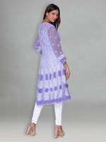 Load image into Gallery viewer, Seva Chikan Hand Embroidered Purple Faux Georgette Lucknowi Chikankari Anarkali Kurta-SCL0960