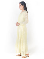 Load image into Gallery viewer, Seva Chikan Hand Embroidered Yellow Cotton Lucknowi Chikankari Anarkali-SCL1770