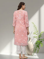 Load image into Gallery viewer, Seva Chikan Hand Embroidered Georgette Lucknowi Chikankari Kurta With Slip