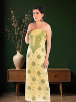 Load image into Gallery viewer, Seva Chikan Hand Embroidered Light Green Kota Lucknowi Chikankari Unstitched Kurti Piece SCL1106