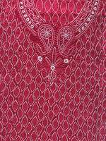 Load image into Gallery viewer, Seva Chikan Hand Embroidered Red Cotton Lucknowi Chikan Unstitched Kurti Piece-SCL0121