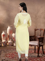 Load image into Gallery viewer, Seva Chikan Hand Embroidered Georgette Lucknowi Chikankari kurta with Slip