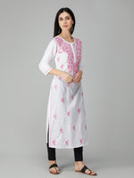 Load image into Gallery viewer, Seva Chikan Hand Embroidered White Cotton Lucknowi Chikankari Kurta
