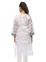 Load image into Gallery viewer, Seva Chikan Hand Embroidered White Cotton Lucknowi Chikan Kurti-SCL0681