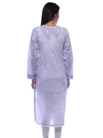 Load image into Gallery viewer, Seva Chikan Hand Embroidered Purple Cotton Lucknowi Chikan Kurti-SCL0254