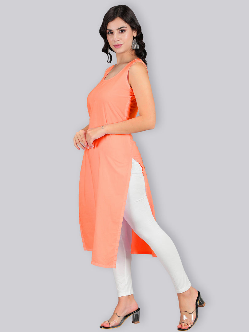 Seva Chikan Cotton Long Slips Combo of White (Pack of 2)