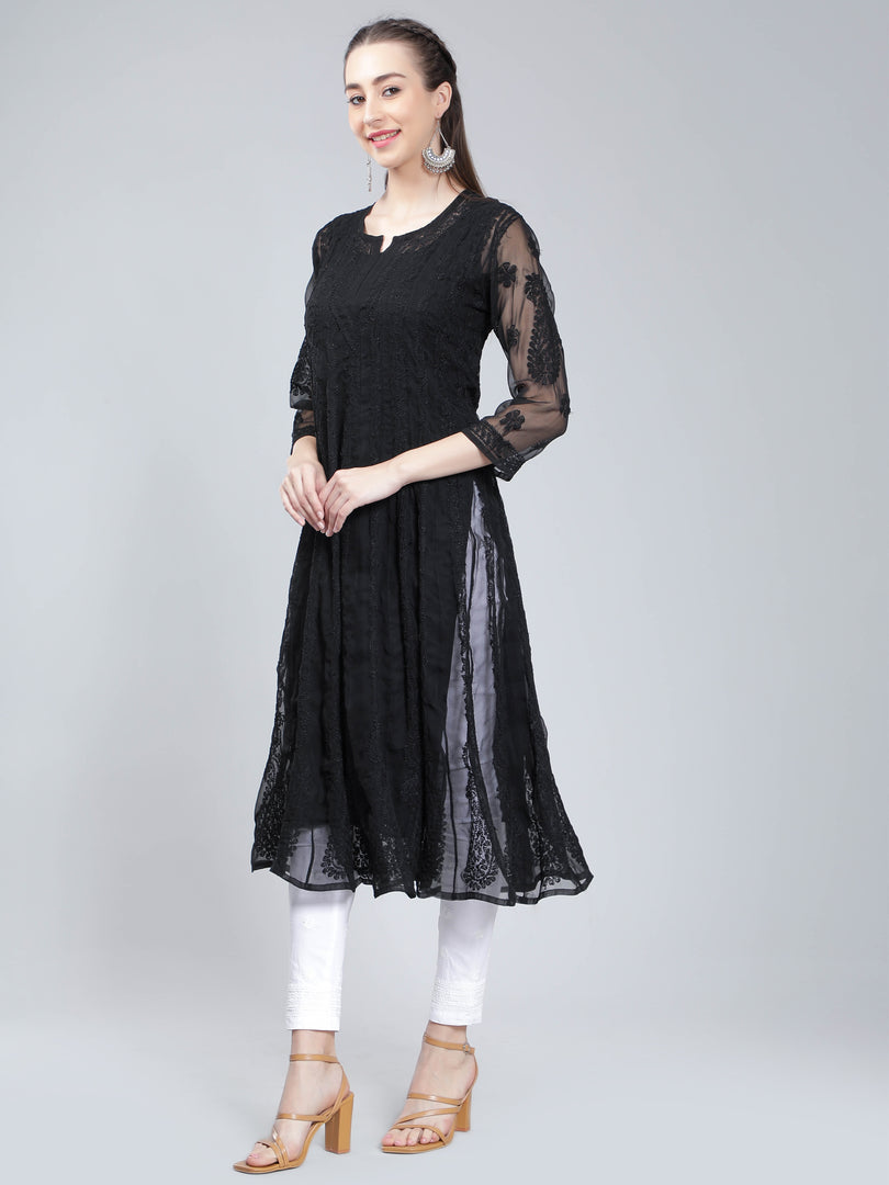 Seva Chikan Hand Embroidered Georgette Lucknowi Chikankari Anarkali