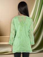 Load image into Gallery viewer, Seva Chikan Hand Embroidered Georgette Lucknowi Chikan Top With Slip