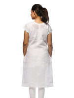 Load image into Gallery viewer, Seva Chikan Hand Embroidered White Cotton Lucknowi Chikan Kurta-SCL0676
