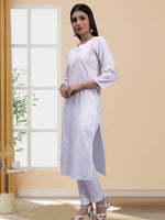Load image into Gallery viewer, Seva Chikan Hand Embroidered Cotton White Lucknowi Chikankari Kurta-SCL4371