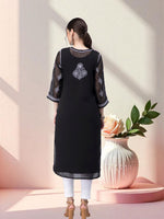 Load image into Gallery viewer, Seva Chikan Hand Embroidered Georgette Chikankari Kurta With Matching Slip