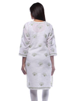 Load image into Gallery viewer, Seva Chikan Hand Embroidered White Cotton Lucknowi Chikan Kurti-SCL0232