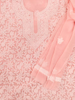 Load image into Gallery viewer, Seva Chikan Hand Embroidered Peach Georgette Lucknowi Chikankari Unstitched Suit Piece-SCL13132