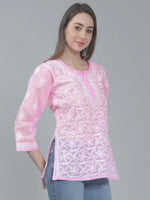 Load image into Gallery viewer, Seva Chikan Hand Embroidered Terivoil Cotton Lucknowi Chikan Top
