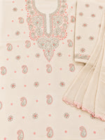 Load image into Gallery viewer, Seva Chikan Hand Embroidered Fawn Terivoil Cotton Lucknowi Chikankari Unstitched Suit Piece-SEV15003