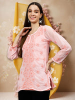 Load image into Gallery viewer, Seva Chikan Hand Embroidered Georgette Lucknowi Chikan Top With Slip