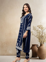 Load image into Gallery viewer, Seva Chikan Hand Embroidered Rayon Lucknowi Chikankari Kurta Set