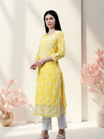 Load image into Gallery viewer, Seva Chikan Hand Embroidered Georgette Lucknowi Chikankari Kurta With Inner