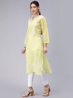 Load image into Gallery viewer, Seva Chikan Hand Embroidered Terivoil Cotton Lucknowi Chikan Kurti