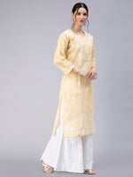 Load image into Gallery viewer, Seva Chikan Hand Embroidered Terivoil Cotton Lucknowi Chikan Kurti