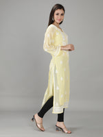 Load image into Gallery viewer, Seva Chikan Hand Embroidered Georgette Lucknowi Chikan Kurti With Slip