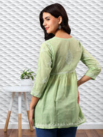 Load image into Gallery viewer, Seva Chikan Hand Embroidered Terivoil Cotton Lucknowi Chikan Top