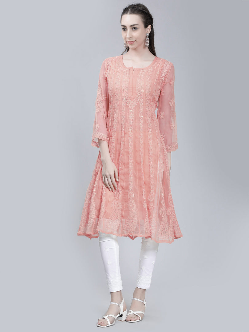 Seva Chikan Hand Embroidered Georgette Lucknowi Chikankari Anarkali