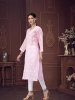 Load image into Gallery viewer, Seva Chikan Hand Embroidered Terivoil Cotton Lucknowi Chikan Kurti