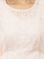 Load image into Gallery viewer, Seva Chikan Hand Embroidered Peach Cotton Lucknowi Chikankari Short Top-SCL2022