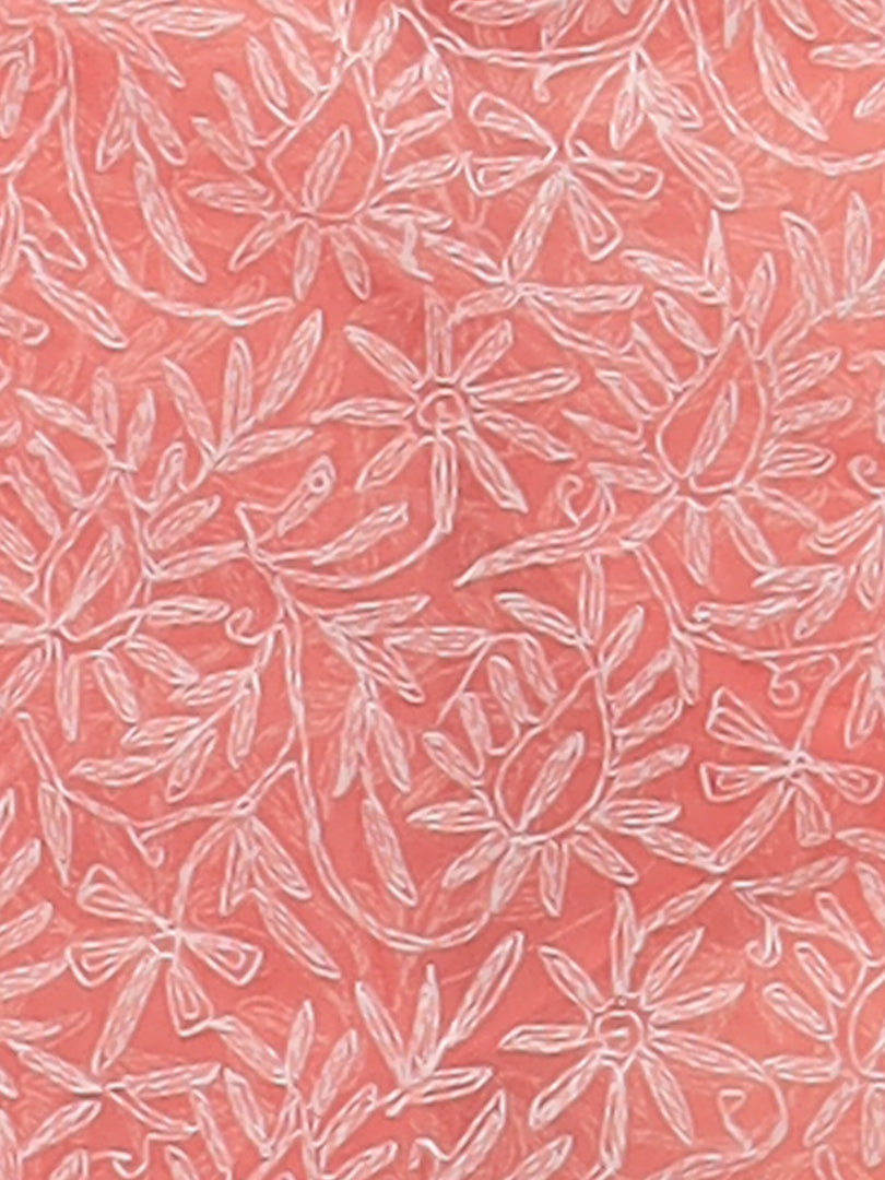 Seva Chikan Hand Embroidered Peach Georgette Lucknowi Saree-SCL2448