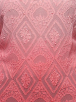 Load image into Gallery viewer, Seva Chikan Hand Embroidered Peach Viscose Georgette Lucknowi Chikankari Short Top-SCL0509