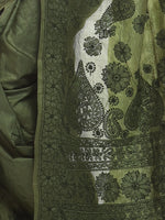 Load image into Gallery viewer, Seva Chikan Hand Embroidered Green Tusser Silk Lucknowi Saree-SCL2307