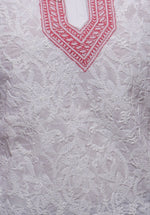 Load image into Gallery viewer, Seva Chikan Hand Embroidered White Cotton Lucknowi Chikankari Short Top-SCL0195