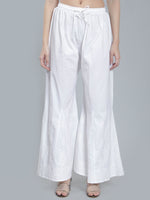 Load image into Gallery viewer, Seva Chikan Hand Embroidered White Cotton Lucknawi Chikankari Palazzo-SCL11025